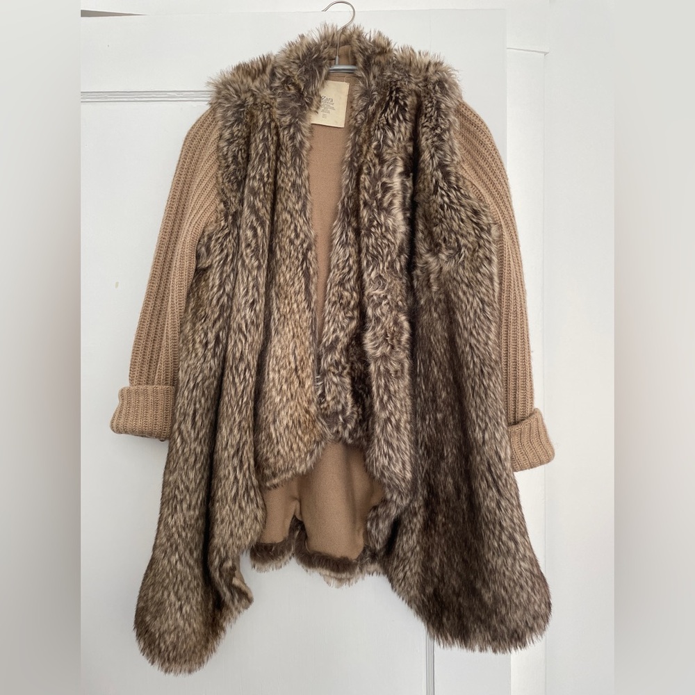 Zara Brown Faux Fur Knitwear